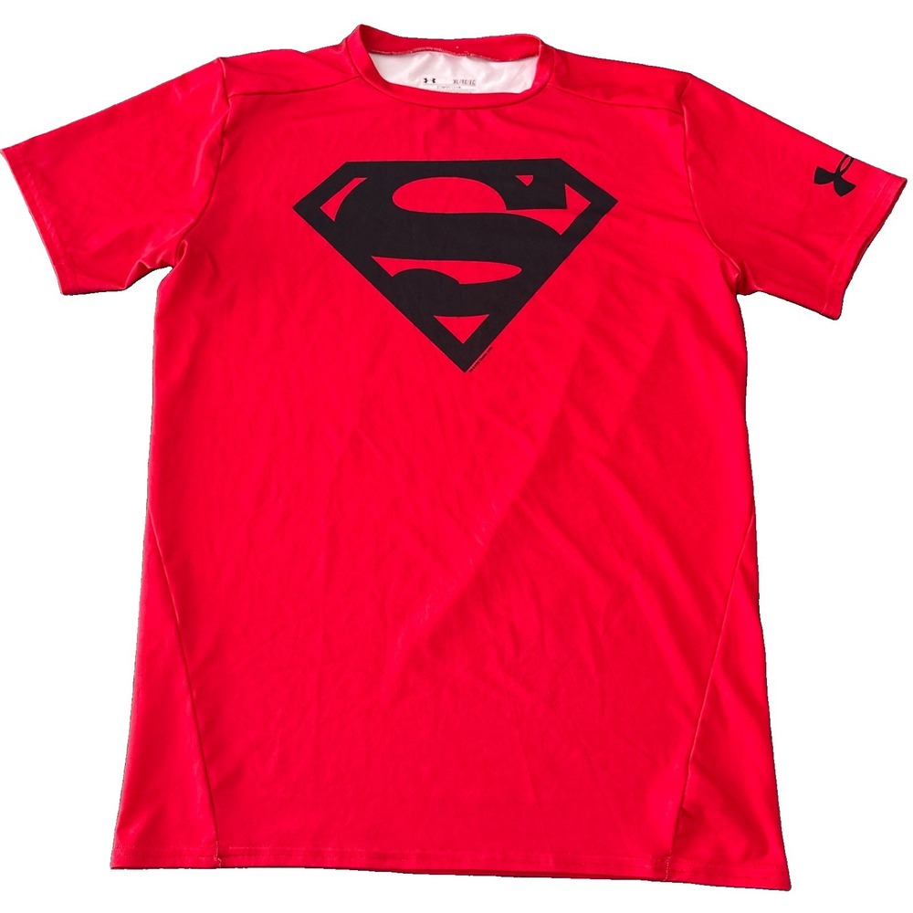 Under Armour Superman Compression Shirt Mens XL Red Performance Clark Kent